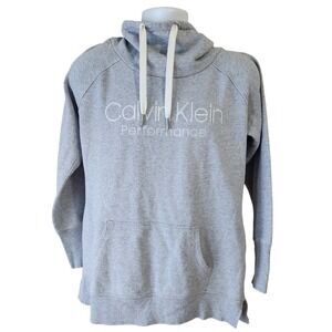 Calvin Klein Performance Hoodie Women's Large Gray Pullover Sweatshirt Logo L